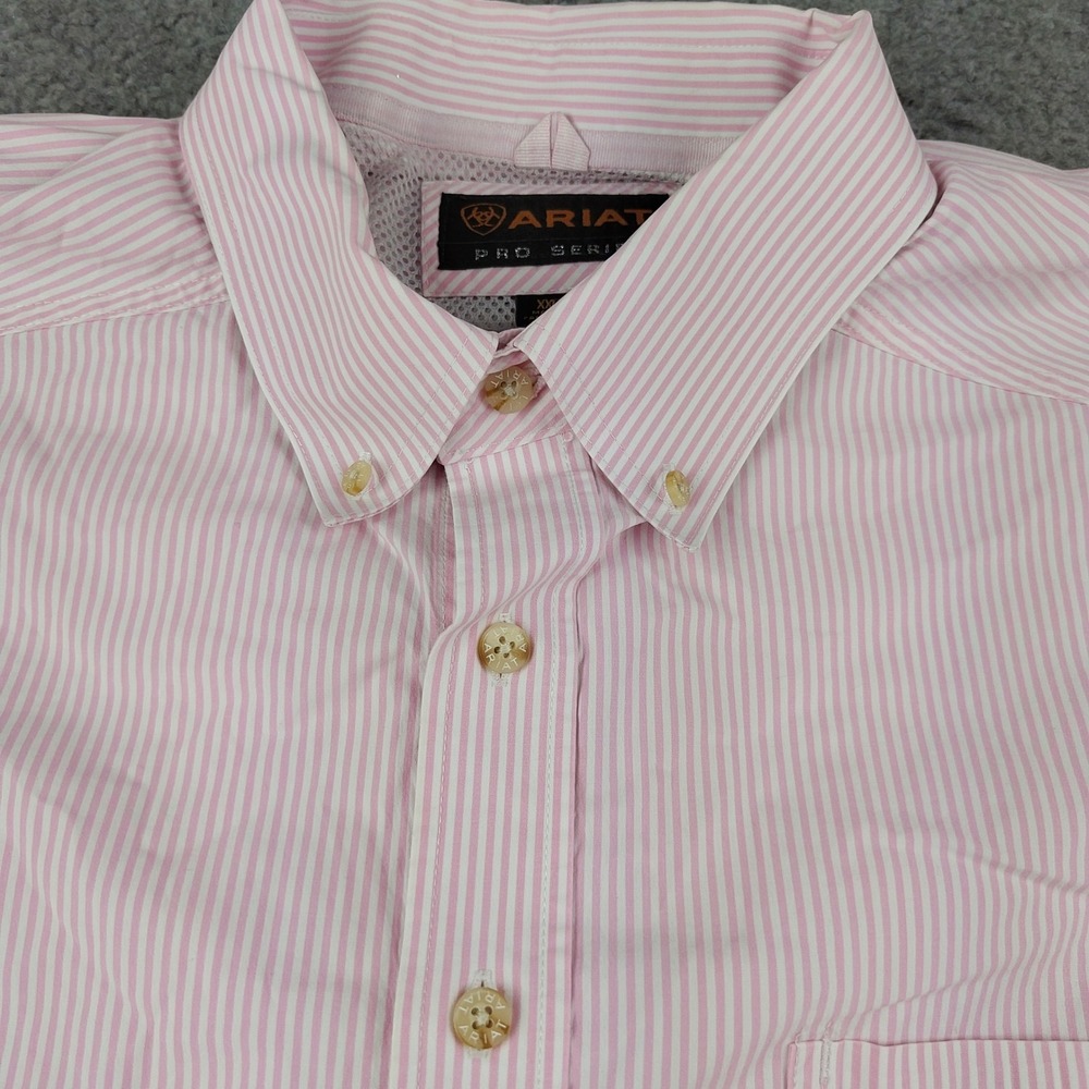 Ariat Button Down Shirt Mens 2XL XXL Pro Series Pink Striped EUC